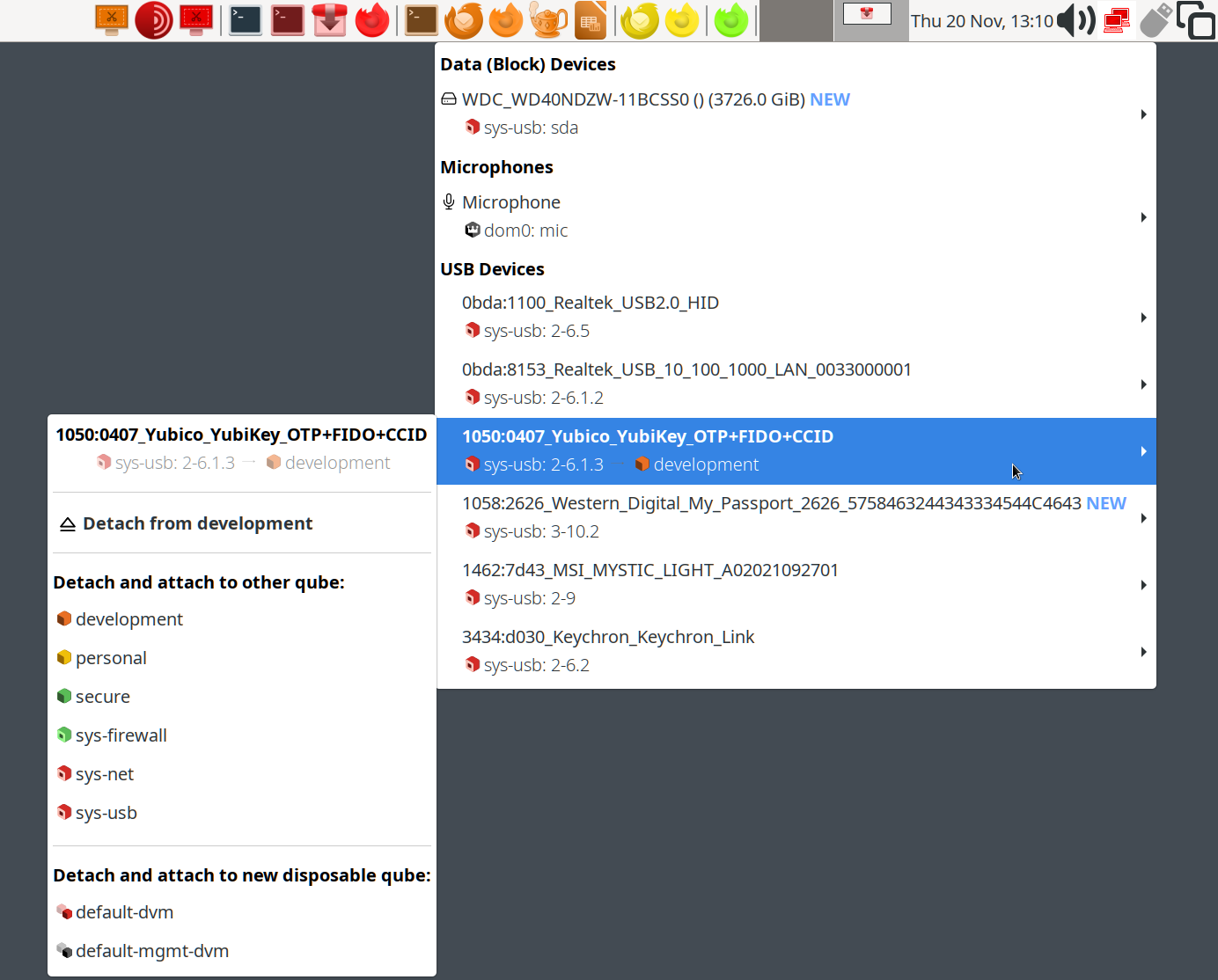 attaching a USB device to a qube / VM